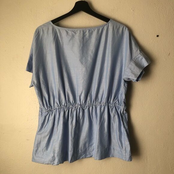 J Crew light blue chambray drawstring waist tunic blouse size small 100% cotton - Picture 8 of 8